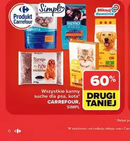 Carrefour Wszystkie karmy suche dla psa, kota Carrefour, Simpl oferta