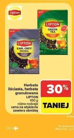 Carrefour Herbata liściasta, herbata granulowana LIPTON oferta