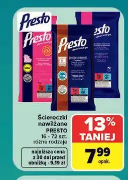 Carrefour Ściereczki nawilżane PRESTO oferta