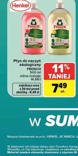 Carrefour Płyn do naczyń ekologiczny FROSCH oferta