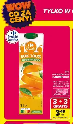 Carrefour Sok pomarańczowy Carrefour Classic oferta