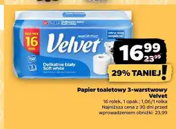 Netto Papier toaletowy 3-warstwowy Velvet Delikatnie biały Soft white oferta