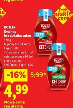 Lidl Ketchup łagodny bez dodatku cukru Kotlin oferta