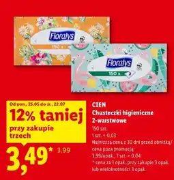 Lidl Chusteczki higieniczne 2-warstwowe Cien oferta