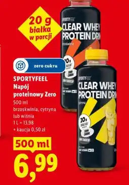 Lidl Napój proteinowy SPORTYFEEL Clear Whey Protein Drink Zero brzoskwinia oferta