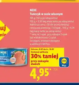 Lidl Tuńczyk w sosie własnym Nixe oferta