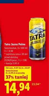 Lidl Piwo Tatra Jasne Pełne 6-pak oferta