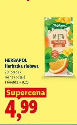 Lidl Herbatka ziołowa Herbapol Mięta z pomarańczą i mango oferta