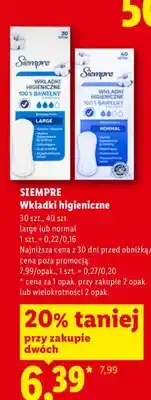 Lidl Wkładki higieniczne Siempre Normal oferta