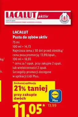 Lidl Pasta do zębów Lacalut Aktiv oferta