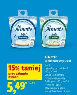 Lidl Serek puszysty lekki Almette naturalny oferta