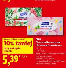 Lidl Chusteczki kosmetyczne z balsamem aloesowym 3-warstwowe Cien oferta