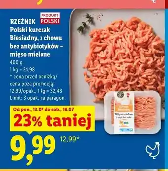 Lidl Polski kurczak Biesiadny z chowu bez antybiotyków - mięso mielone Rzeźnik oferta