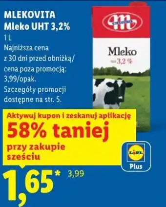 Lidl Mleko UHT 3,2% MLEKOVITA oferta