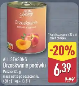 ALDI ALL SEASONS Brzoskwinie połówki oferta