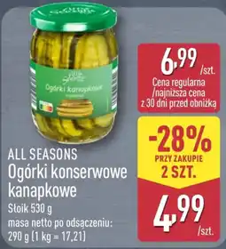 ALDI ALL SEASONS Ogórki konserwowe kanapkowe oferta