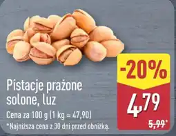 ALDI Pistacje prażone solone, luz oferta