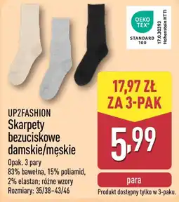 ALDI UP2FASHION Skarpety bezucziskowe damskie/męskie oferta