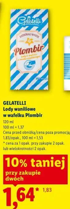 Lidl Gelatelli Lody waniliowe w wafelku Plombir oferta