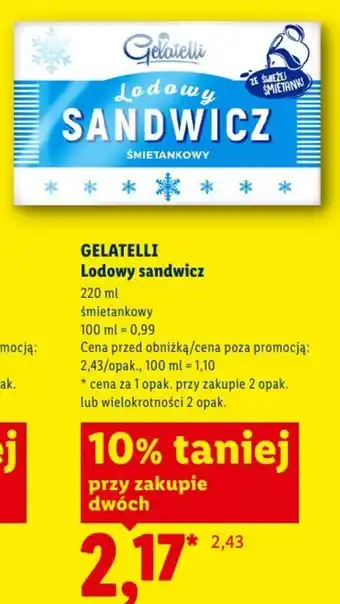 Lidl Gelatelli Lodowy sandwicz śmietankowy oferta