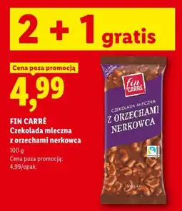 Lidl FIN CARRÉ Czekolada mleczna z orzechami nerkowca oferta