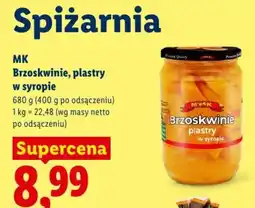 Lidl Brzoskwinie, plastry w syropie MK oferta