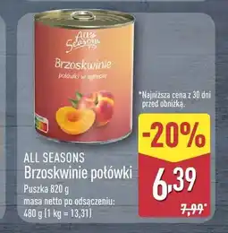 ALDI Brzoskwinie połówki w syropie All Seasons oferta