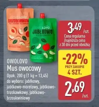 ALDI Mus owocowy jabłkowy Owolovo oferta