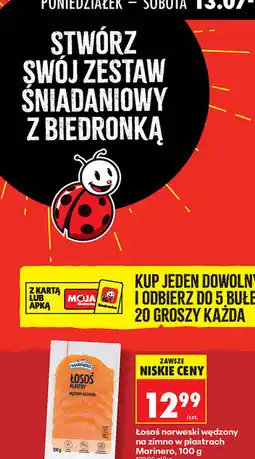 Biedronka Łosoś norweski wędzony na zimno w plastrach Marinero oferta