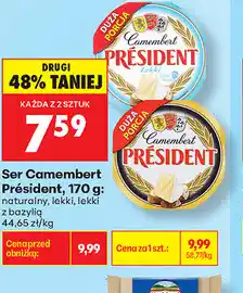 Biedronka Ser Camembert Président, 170 g: naturalny, lekki, lekki z bazylią oferta