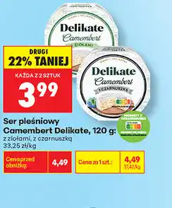 Biedronka Ser pleśniowy Camembert Delikate, 120 g: z ziołami, z czarnuszką oferta