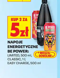 Biedronka NAPOJE ENERGETYCZNE BE POWER: LIMITED, 500 ml, CLASSIC, 1 l EASY CHARGE oferta