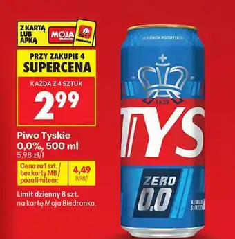 Biedronka Piwo bezalkoholowe Tyskie oferta