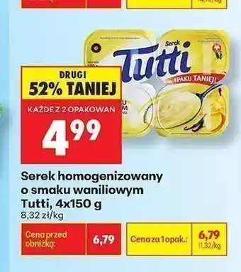Biedronka Serek homogenizowany o smaku waniliowym Tutti 4-pak oferta