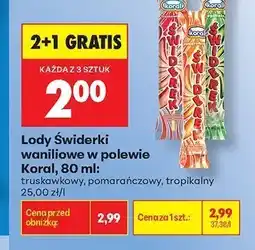 Biedronka Lody Świderki waniliowe w polewie Koral truskawkowy oferta