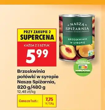 Biedronka Brzoskwinie połówki w syropie Nasza Spiżarnia oferta