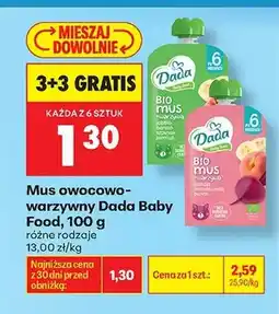 Biedronka Mus owocowo-warzywny Dada Bio jabłko banan szpinak jarmuż oferta