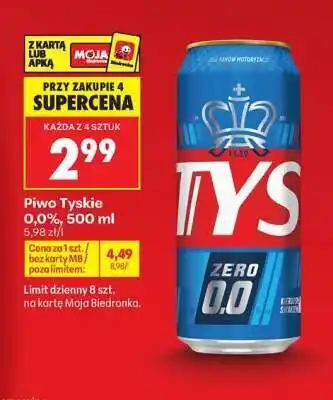 Biedronka Piwo Tyskie 0,0%, 500 ml oferta