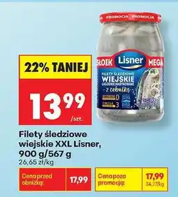 Biedronka Filety śledziowe wiejskie XXL Lisner 900 g / 567 g oferta