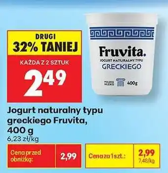 Biedronka Jogurt naturalny typu greckiego Fruvita, 400 g oferta