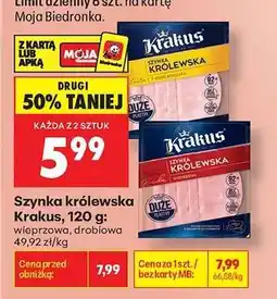 Biedronka Szynka królewska Krakus, 120 g oferta