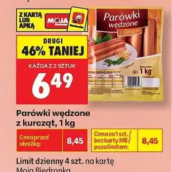 Biedronka Parówki wędzone z kurcząt , 1 kg oferta