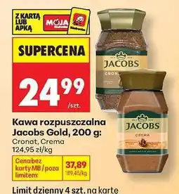 Biedronka Kawa rozpuszczalna Jacobs Gold, 200 g oferta