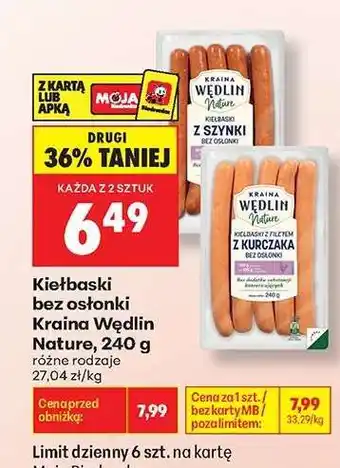 Biedronka Kiełbaski bez osłonki Kraina Wędlin Nature, 240 g oferta