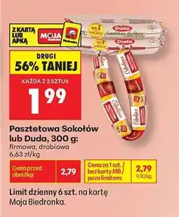 Biedronka Pasztetowa Sokołów lub Duda, 300 g oferta