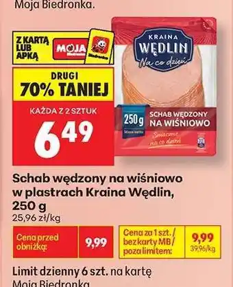 Biedronka Schab wędzony na wiśniowo w plastrach Kraina Wędlin , 250 g oferta