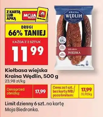 Biedronka Kiełbasa wiejska Kraina Wędlin, 500 g oferta