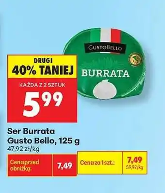 Biedronka Ser Burrata Gusto Bello , 125 g oferta