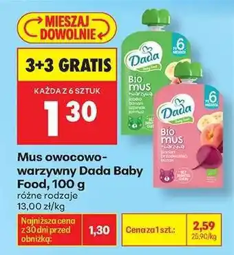 Biedronka Mus owocowo warzywny Dada Baby Food 100 g oferta