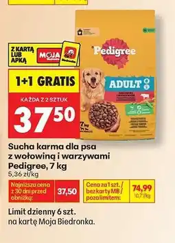 Biedronka Sucha karma dla psa z wołowiną i warzywami Pedigree, 7 kg oferta